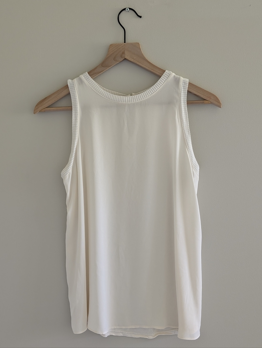 LOFT Ribbed Trim Mixed Media Tank Top